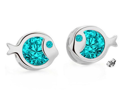 Swarovski® Crystal Handcrafted Stud Fish Earrings