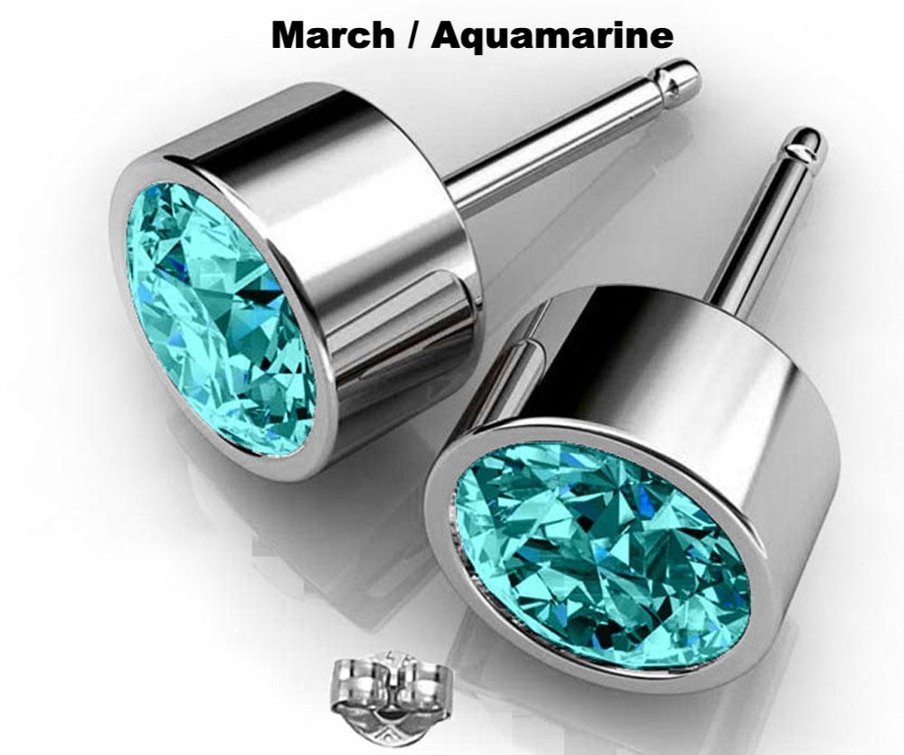 Aquamarine blue Swarovski crystal earrings March birthstone