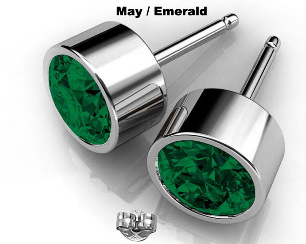 May birthstone emerald Swarovski earrings silver hypoallergenic