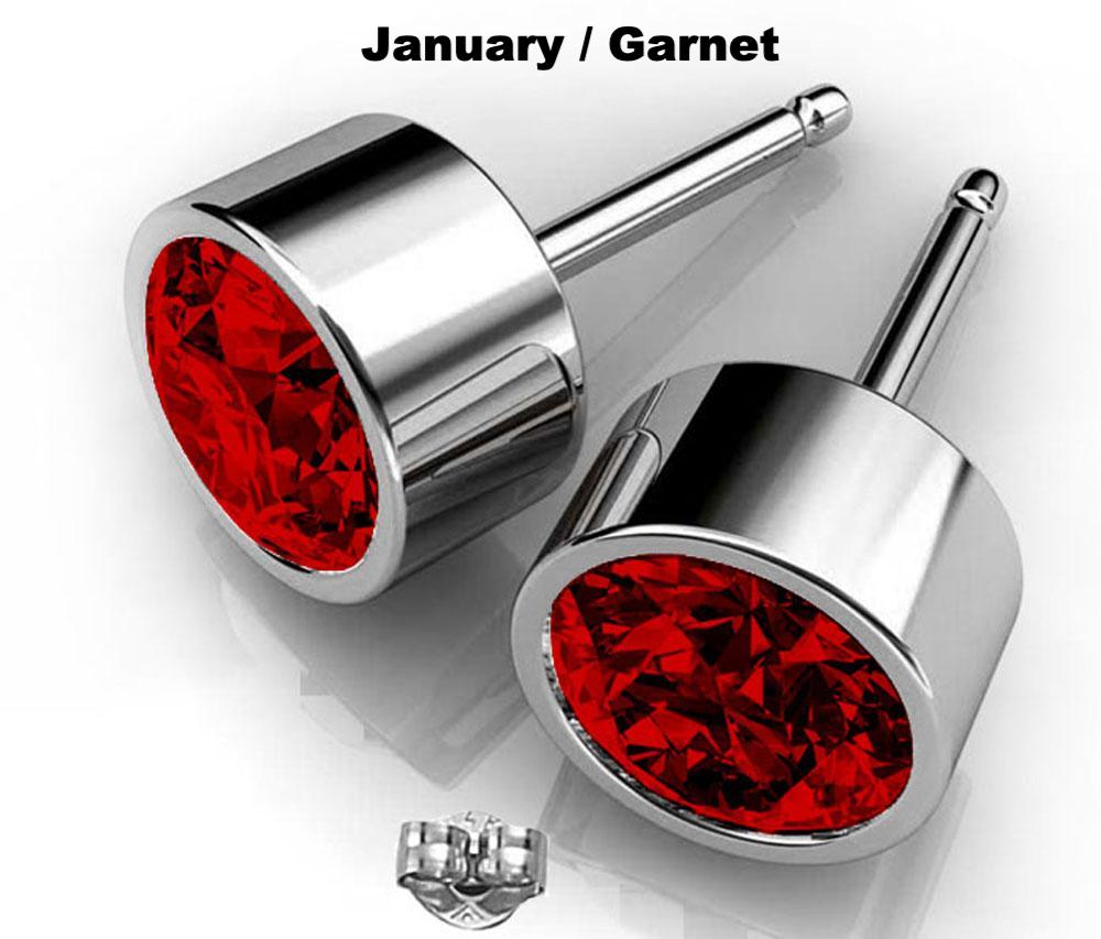 January birthstone garnet swarovski crystal earrings studs red