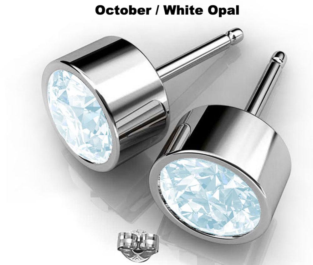 Swarovski Crystal Earrings White Opal Round Studs hypoallergenic
