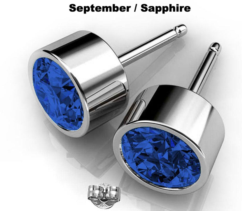 Blue Crystal Swarovski earrings in Silver Septemeber Birthstone Sapphire