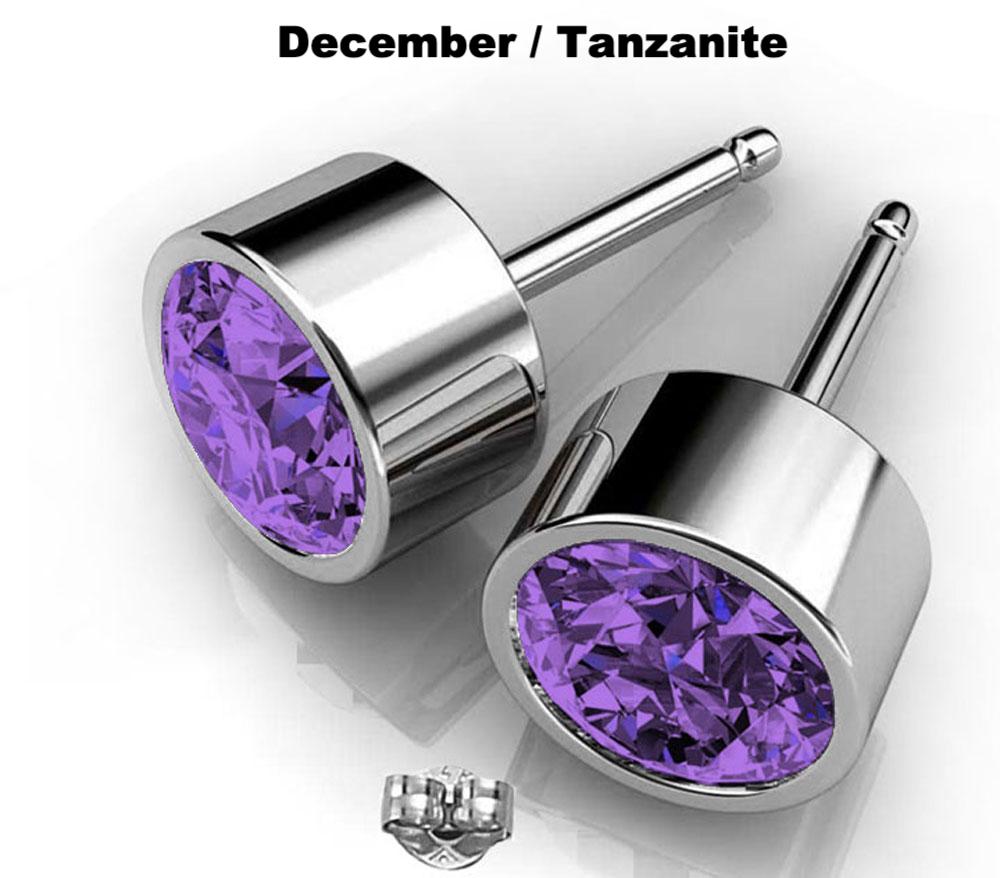 Purple crystal Swarovski earrings studs December birthstone