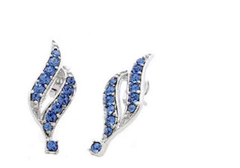 Swarovski Crystals Spiral Dangle Earrings SAPPHIRE