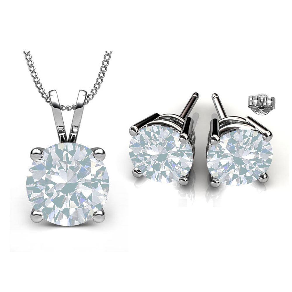 Minimalist Swarovski® Birthstone Crystal Pendant and Stud Earrings Set