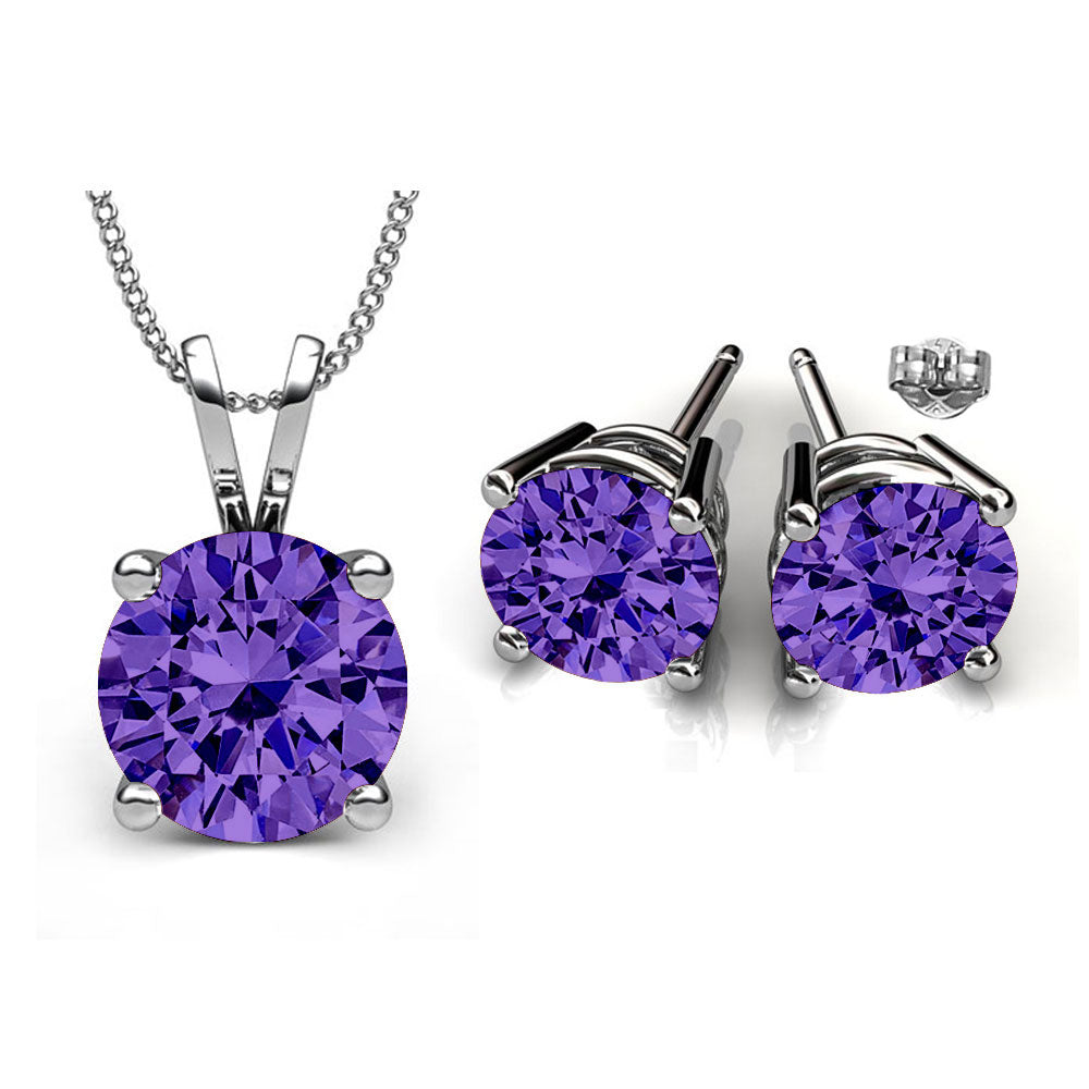 Minimalist Swarovski® Birthstone Crystal Pendant and Stud Earrings Set