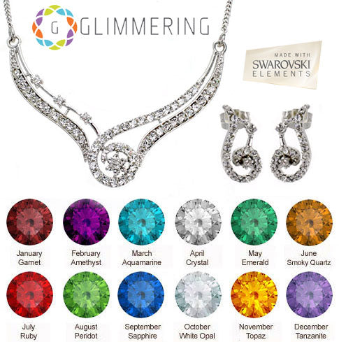 Formal Swarovski Crystal Statement Necklace Drop Earring Set